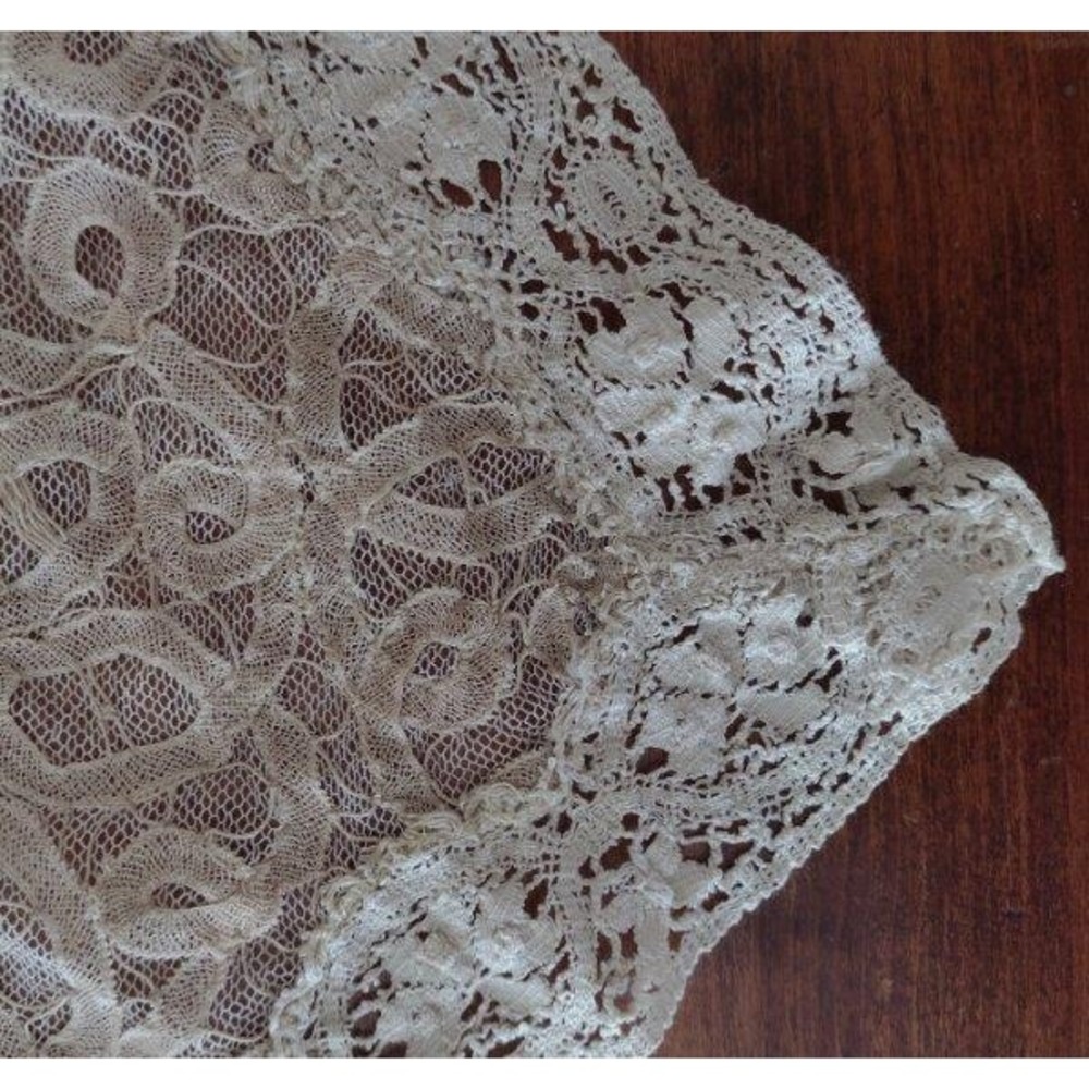 Antique Ecru Doily Handmade Battenburg on Net Lace Ground Bobbin Bedfordshire